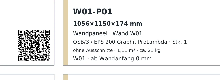 QR-Etikett des Paneels W01-P01
