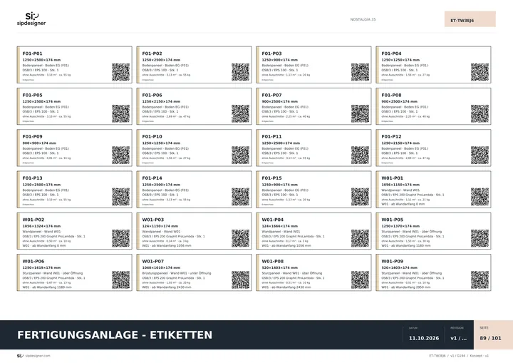 Produktionsetiketten mit QR-Codes – NOSTALGIA 35