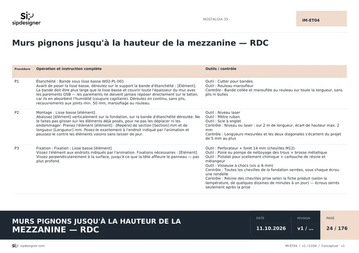 Procédures de montage des pignons dans la notice NOSTALGIA 35