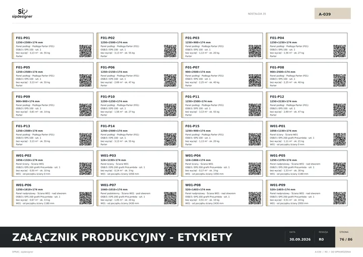 Etykiety produkcyjne z kodami QR — NOSTALGIA 35